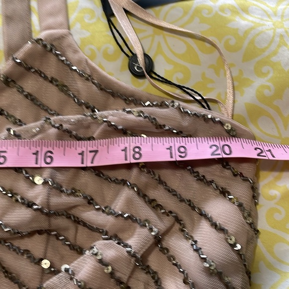 NWT Adrianna Papell Size 16W Taupe & Pink beaded flapper style Cocktail Dress - Picture 13 of 13